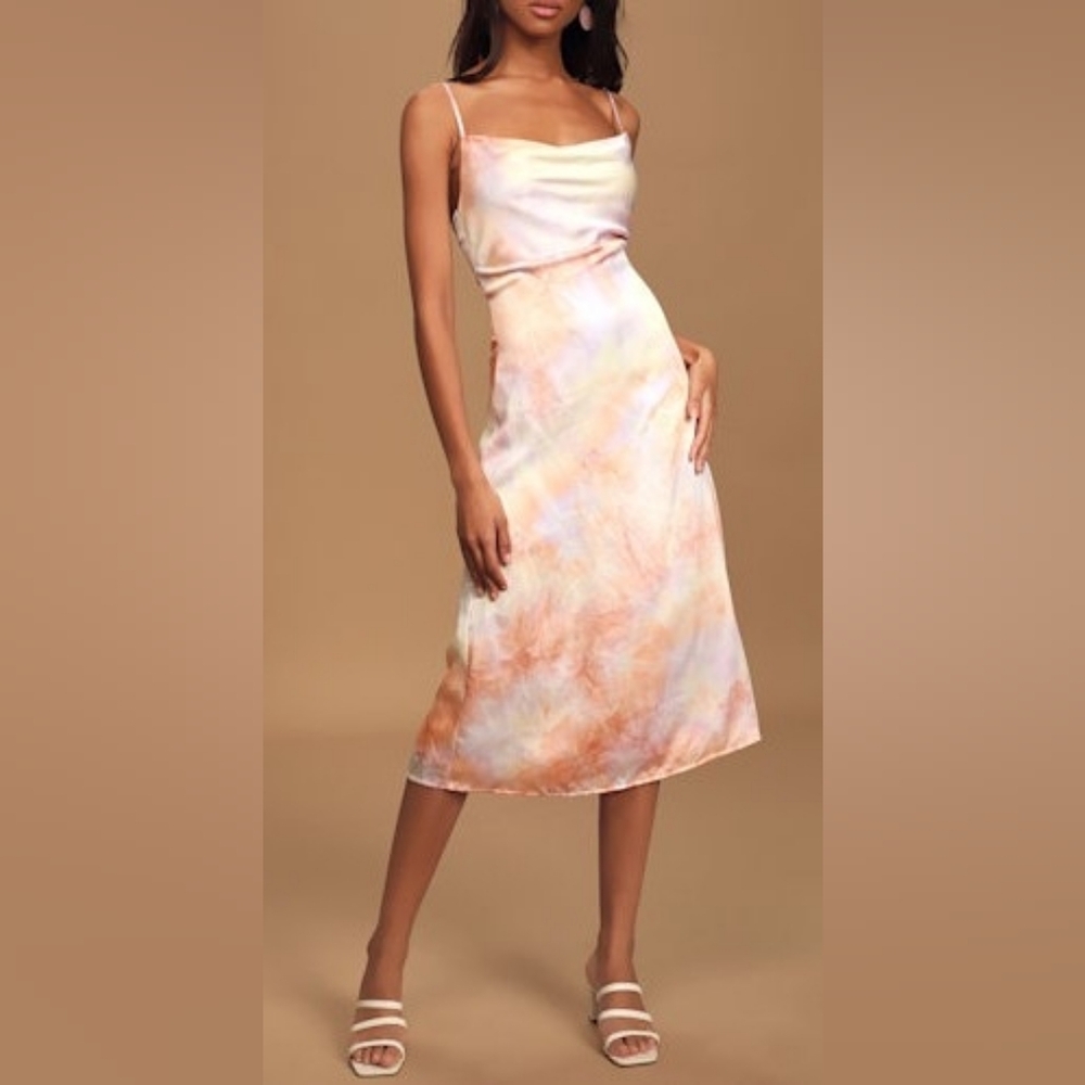 Lulus Soft & Pretty Multicolor Splash Midi Dress Nwot*Sale